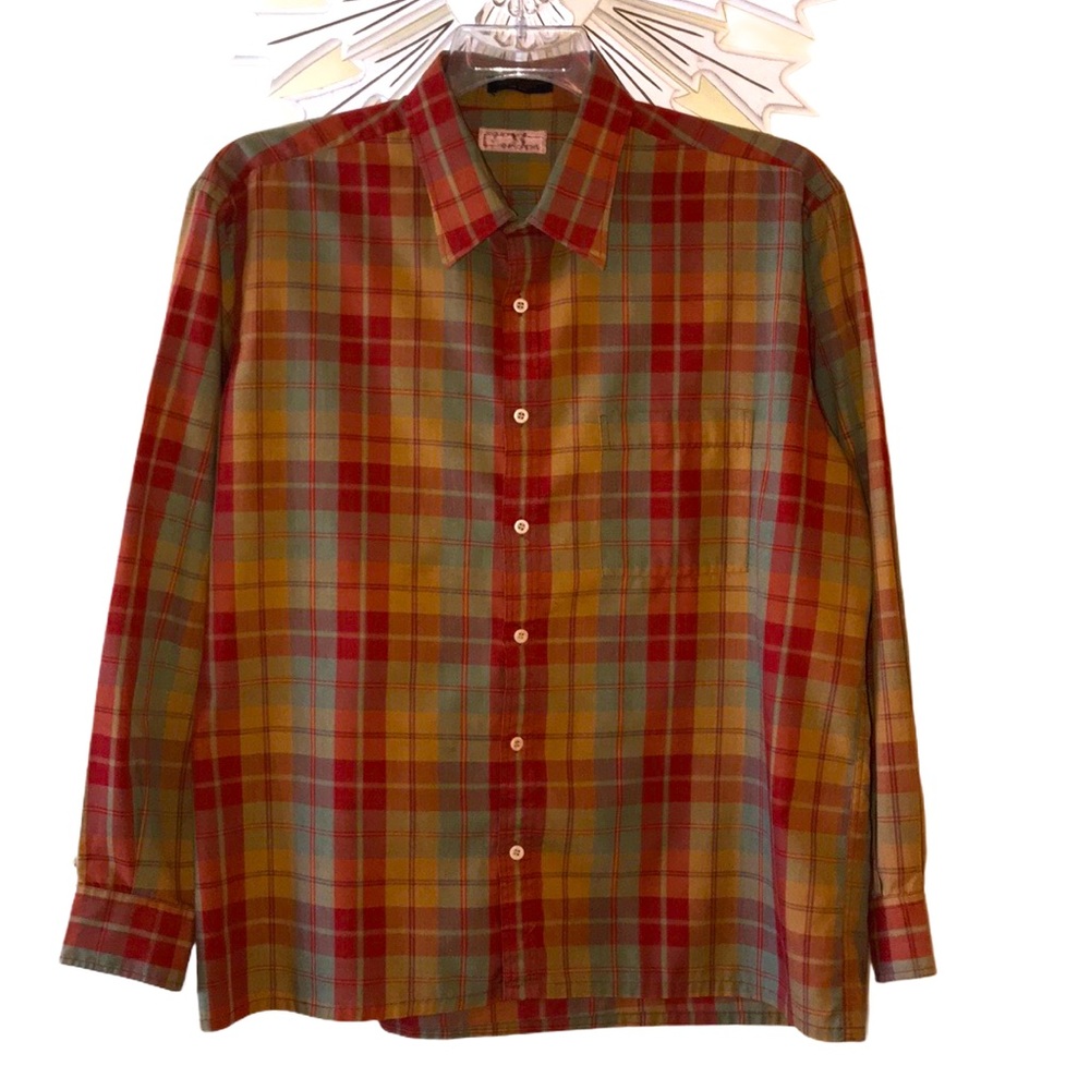Equipment Henry Grethel Green Checked Long Sleeve Shirt XL